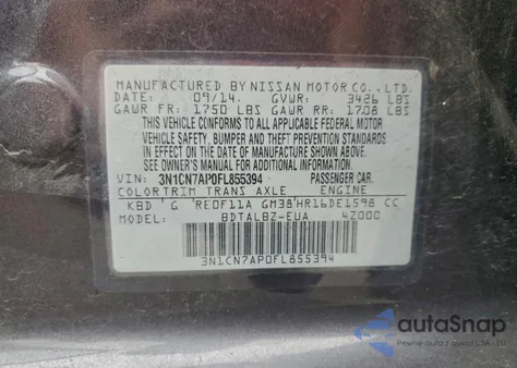 2015 Nissan Versa S from USA, damaged, VIN 3N1CN7AP0FL855394